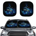 thumbnail image 1 of Kuiaobaty 2 Pcs Automotive Windshield Sunshades Keep Car Interior Cool Auto Front Window UV Protection Sun Shield Cover Gradient Sea Turtle Flower Leaf for Small Sedans Mini SUVs, 1 of 6