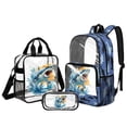 thumbnail image 1 of Kuiaobaty 3 Pcs Clear Backpack and Lunch Bag Set for Teen Boys Large Capacity Clear Backpack and Pencil Case Lightweight School Bag with Lunch Box for School Stadium, Water Fire Shark Print, 1 of 5