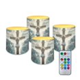 thumbnail image 1 of Kuiaobaty 4 Packs Flickering Flameless LED Battery Candles Jesus Cross Wings Pattern Waterproof Pillar Fake Candles with Colored Light Remote for Wedding Beach Party Decor, 1 of 7