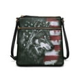 thumbnail image 1 of Kuiaobaty American Flag Wolf Print Crossbody Bag for Women, Medium Size Vegan Leather Messenger Handbag Crossbody, Large Capacity Sling Purse with Adjustable Strap for Travel, 1 of 7