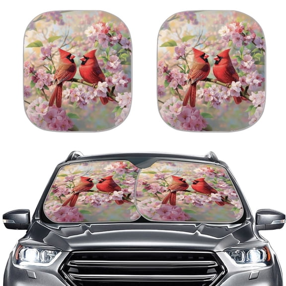 Kuiaobaty Auto Windshield Sun Shade for Trucks Cars SUVs Sedans Peach Blossom Cardinal Pattern 2 Pcs Car Window Sun Shield Blocks UV Rays 28.5 x 25.5 Inches Exterior Accessories
