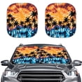 thumbnail image 1 of Kuiaobaty Automotive Windshield Sunshades Keep Car Interior Cool Auto Front Window UV Protection Sun Shield Cover 2 Pcs Sunset Glow Vortex Palm Coconut Tree for Mini SUVs Small Sedans, 1 of 6