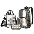 thumbnail image 1 of Kuiaobaty Aztec Cow Print Backpack Set for Boys Girls Clear Backpack and Lunch Bag Set with Cup Holder Lightweight Clear Bookbag and Pencil Case for School, 1 of 5