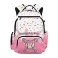 thumbnail image 1 of Kuiaobaty Baseball Print Backpack for Girls 8-12 Ice Cream Print Backpack with Padded Strap Multi Pockets School Bag Daypack for School, Pink, 1 of 7