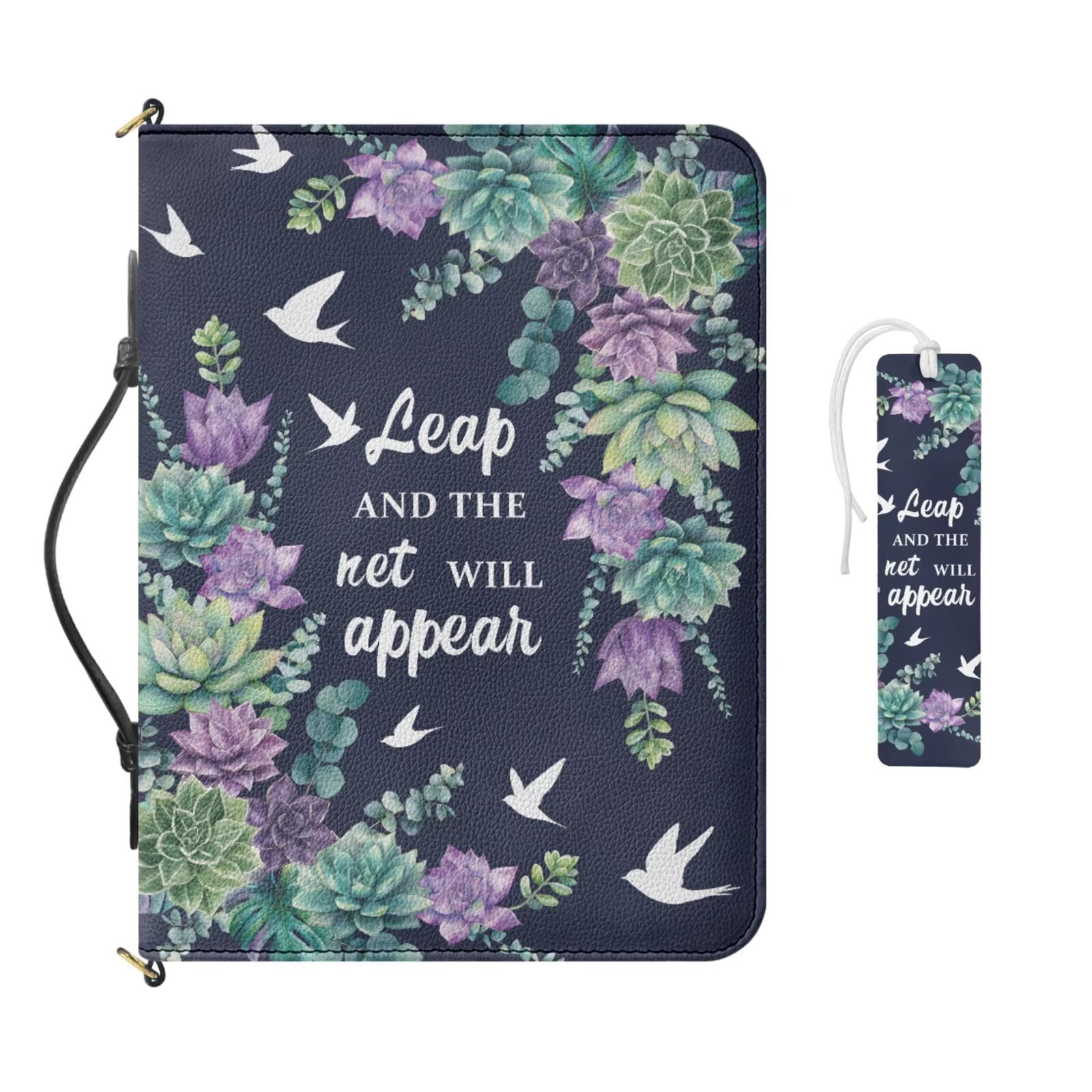 Kuiaobaty Bible Cover for Women Men Church Bible Bag Church Bag with Leather Bookmark Lightweight Bibles Study Accessories with Inspirational Verse Leap and The Net Will Appear