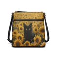 thumbnail image 1 of Kuiaobaty Black Cat Sunflower Print Crossbody Bag for Women, Zipped Pockets Vegan Leather Messenger Handbag Crossbody, Casual Sturdy Hobo Purse with Adjustable Strap for Travel, 1 of 7