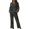 thumbnail image 1 of Kuiaobaty Black Leopard Print Women's Novelty Pajamas Set Long Sleeve Button Down Tops with Long Pants Fall Sleepwear with Pockets Nightgown Plus Size, S, 1 of 7