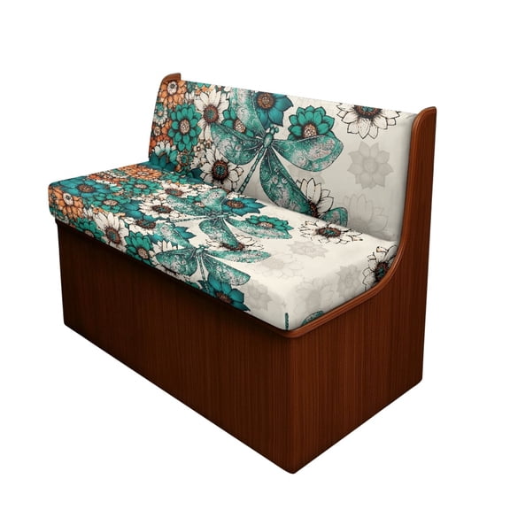 Kuiaobaty Bohemian Flower Dragonfly Green Pattern RV Dinette Cushions Covers with 1 Backrest Cover & 1 Bench Cover Camper Cushion Slipcovers Sofa Slipcovers Fit Most Travel Trailer Couch