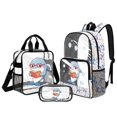 thumbnail image 1 of Kuiaobaty Books Shark Print Clear Backpack and Lunch Bag Set for Boys Starfish Print Clear Backpack with Pencil Case See Through PVC Bookbag with Lunch Box for School, Blue, 1 of 5