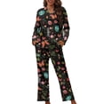 thumbnail image 1 of Kuiaobaty Butterfly Dragonfly Flower Pajama Sets for Women Comfy Lounge Set Long Sleeve Sleepwear Button Down Tops and Pants Nightgown Outfits with Pockets Holiday Party Pjs, M, 1 of 7
