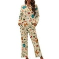 thumbnail image 1 of Kuiaobaty Butterfly Dragonfly Flower Women's Pajama Set Lightweight Long Sleeve Button Up Top with Pants Family Matching Sleepwear Nightgown Party Costume Outfits, XS, 1 of 7