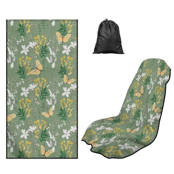 Kuiaobaty Butterfly Flower Print Car Seat Towel Covers Front Seats 60 x 33 Inch Absorbent Microfiber Towels with Storage Bag 60 x 33 Inch Non Slip Car Seat Shield Protector