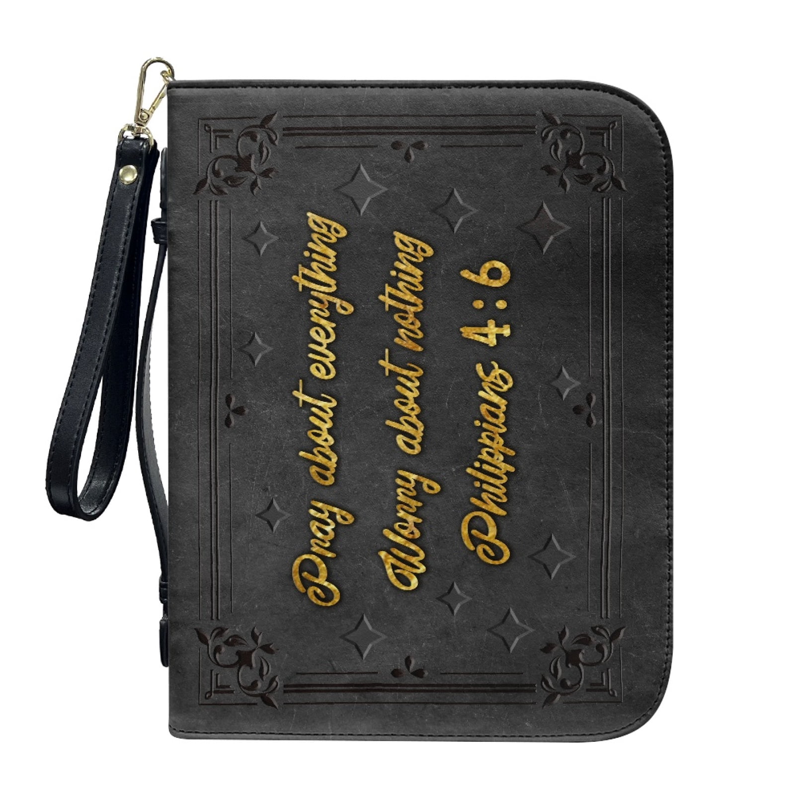 Small Bible Cover Case - 9x6 PU Leather Sleeve With Pen Holders & Zipper For Travel