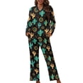 thumbnail image 1 of Kuiaobaty Cactus Geometric Print Women's Pajamas Set Pajamas Set Soft Long Sleeves Tops Button Down T-Shirts with Full Length Pants Casual Soft Home Sleepwear Nightgown White, L, 1 of 7