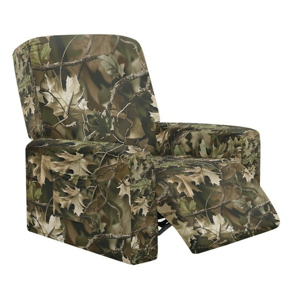 Kuiaobaty Camo Hunting Print Recliner Chair Cover for Large Recliner Easy Installation Reclining Sofa Slipcover Breathable Reclining Slipcover Washable with Elastic Bottom for Living Room