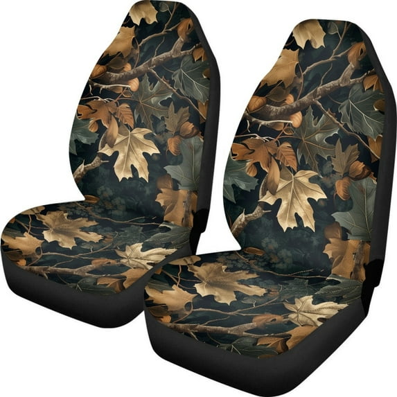 Kuiaobaty Car Seat Cover Front Seats Only, Breathable Auto Interior Accessories Decor Universal Fits, Camo Hunting Forest