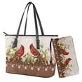 thumbnail image 1 of Kuiaobaty Cardinal Print Tote Purse for Women, Flowers Print Leather Satchel Handbag with Adjustable Strap, Waterproof Shoulder Bag Purse for Travel, Pink, 1 of 7
