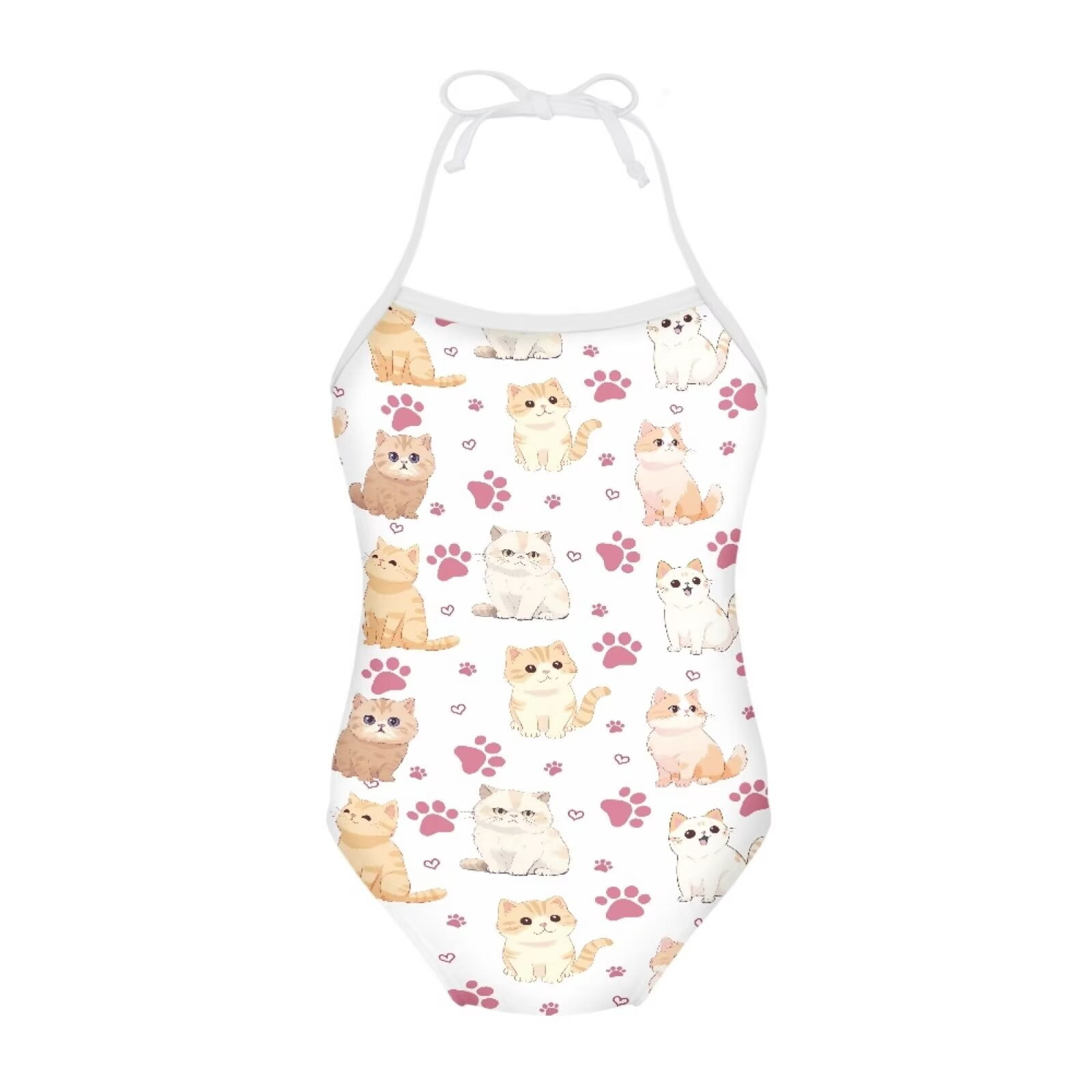 Girls Paw Print Cat Buttery Soft Swimsuit With UPF 50+