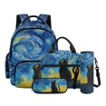 thumbnail image 1 of Kuiaobaty Cat Print 4 Pcs Backpack and Lunch Box Set for Girls Starry Night Print Backpack and Pencil Case with Zipper Insulated Lunch Bag and Water Bottle Sleeve for School, 1 of 7