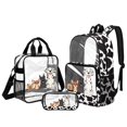 thumbnail image 1 of Kuiaobaty Chihuahua Print Clear Backpack Set for Girls Boys Dogs Cow Print Backpack and Lunch Bag Set with Bottler Holder See Through PVC Bookbag and Pencil Case for School, Black, 1 of 5