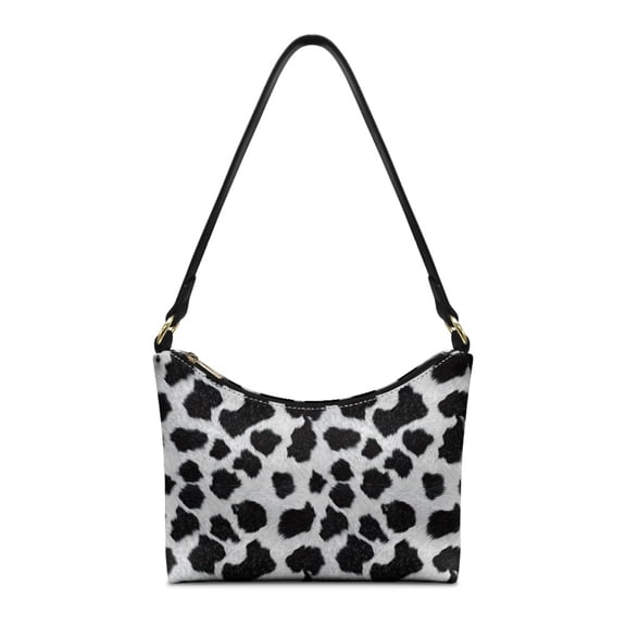 Kuiaobaty Cow Print Hobo Purse for Women 2025 Trendy Vegan Leather Shoulder Handbag with Zipper Closure Small Clutch Underarm Sling Bag for Travel & Work Black