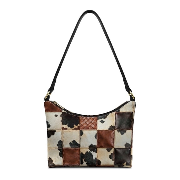 Kuiaobaty Cow Print Underarm Sling Bag for Women, Plaid Print Leather Shoulder Handbag with Smooth Zipper, Large Capacity Clutch Hobo Purse Tote Bag for Travel & Work