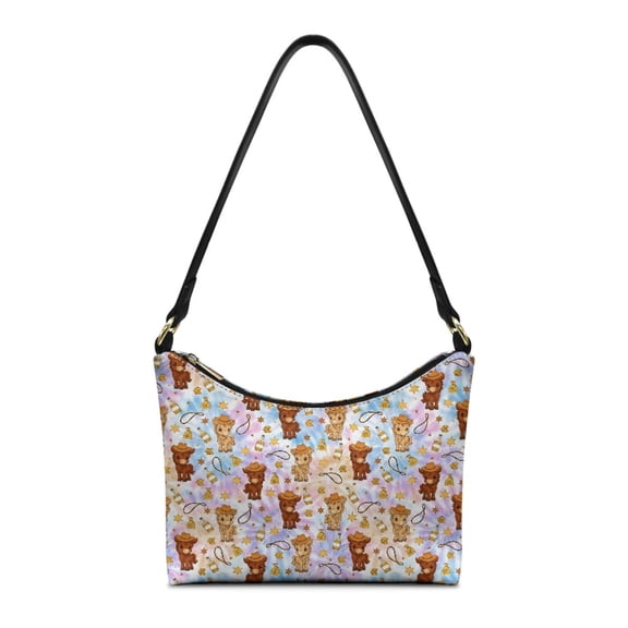 Kuiaobaty Cowboy Horse Print Shoulder Purse for Women, Bottle Stars Print Underarm Sling Bag with Smooth Zipper, Durable Casual Hobo Purse Tote Bag for Travel & Shopping