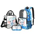 thumbnail image 1 of Kuiaobaty Cute Elephant Print Clear Backpack and Lunch Bag Set for Boys Clear Backpack and Pencil Case with Zipper Heavy Duty School Bag with Lunch Box for School, Blue, 1 of 5