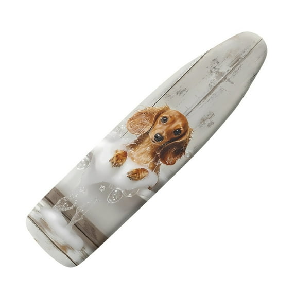 Kuiaobaty Dachshund Dog Wood Grain Ironing Board Cover Scorch Resistant Ironing Table Cover with Hook and Loop Fastener Strap and Elastic Edge Home Decor Accessories