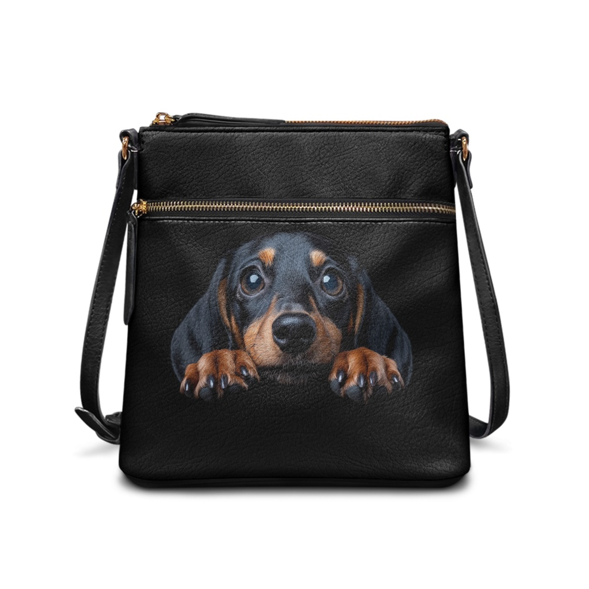 Kuiaobaty Dachshund Paw Print Crossbody Bag for Women Trendy, Large Capacity Portable Leather Satchel Purse with Adjustable Strap, Lightweight Sling Handbag with Crossbody for Travel