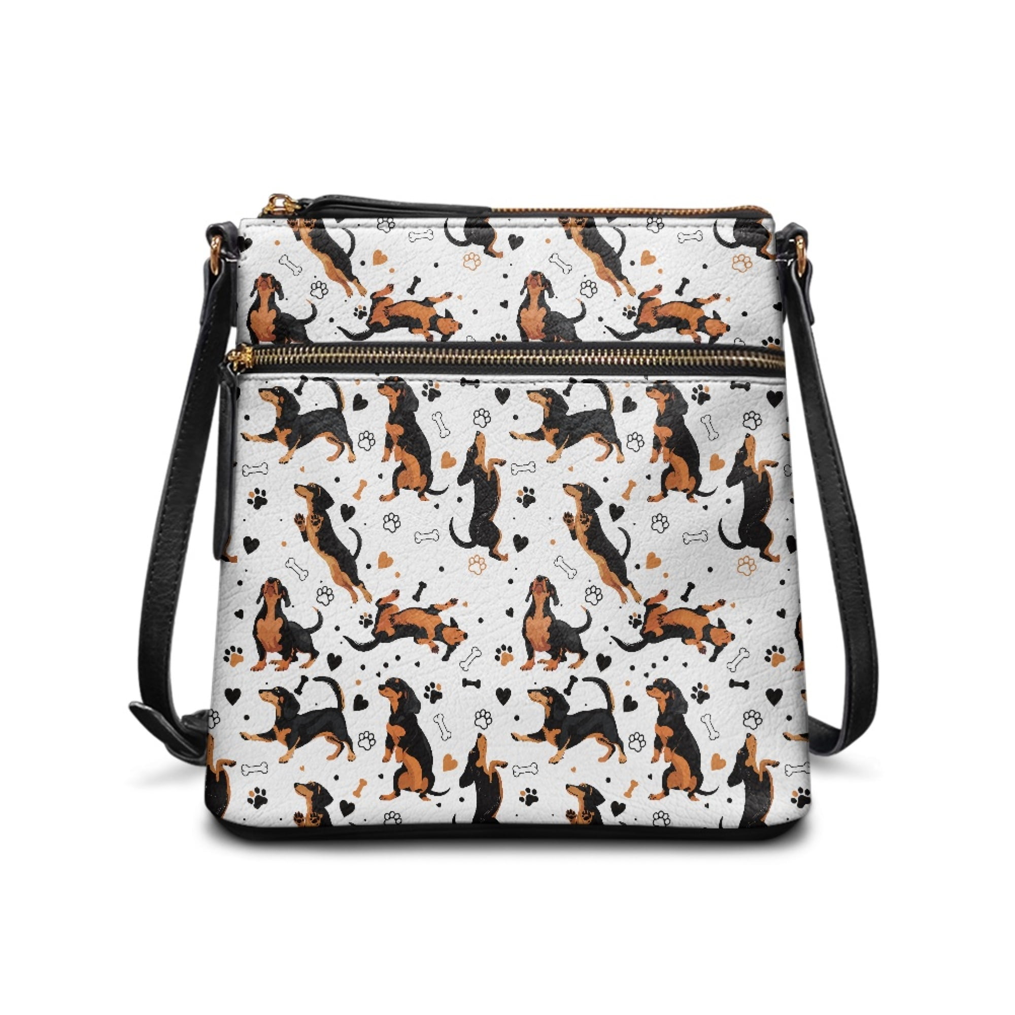 Kuiaobaty Dachshund Paw Print Crossbody bag for Women, Waterproof Vegan Leather Shoulder Handbag with Adjustable Strap, Roomy Multi Pockets Hobo Purse Crossbody for Travel
