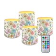 thumbnail image 1 of Kuiaobaty Daisy Flower Leaf Pattern 4 PCS Flameless LED Candle with Color Changing Control 4H 8H Timer Remote Electric Pillar Candle for Room Fall Home Decor Wedding Christmas Decorations, 1 of 7