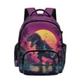 thumbnail image 1 of Kuiaobaty Dinosaur Print Backpack for Boys 8-12 Sunset Print School Backpack with Bottle Holder Lightweight Bookbags Laptop Bag for School, Purple, 1 of 7