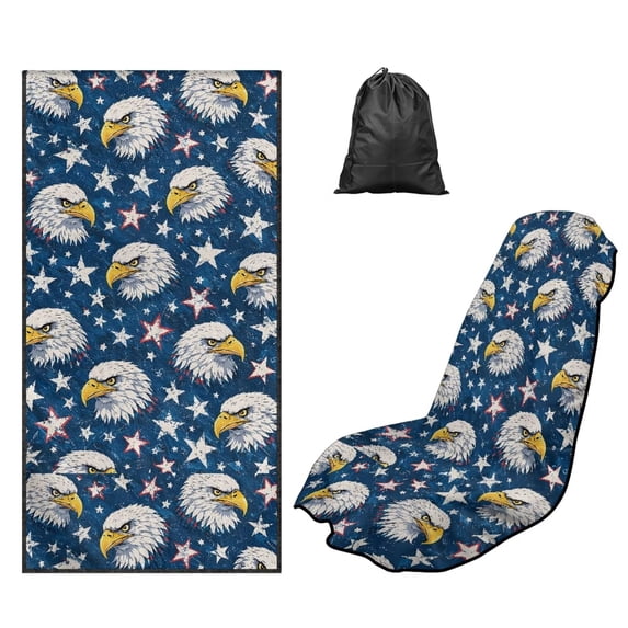 Kuiaobaty Eagle Star Print Car Seat Towel Covers Front Seats 60 x 33 Inch Sweat Towels for Car Seats with Storage Bag Multi-Purpose Towel(Hot Yoga, Gym, Sports Accessories)
