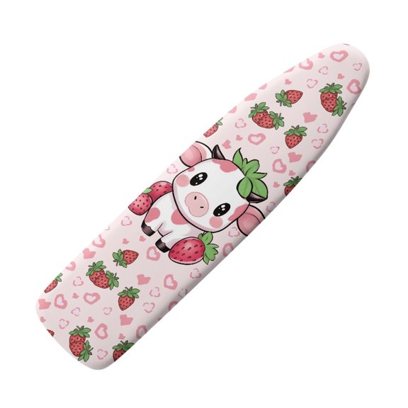 Kuiaobaty Elastic Ironing Board Cover with Hook and Loop Fastener Non-Slip Breathable Iron Board Cover, 55" x 16", Cow Heart Strawberry Print