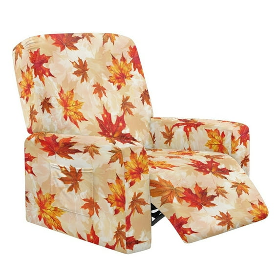 Kuiaobaty Fall Maple Leaf Recliner Couch Cover Durable Furniture Protect Cover Breathable Reclining Sofa Slipcover Stretch Reclining Slipcover Recliner Cover with Side Pocket for Living Room