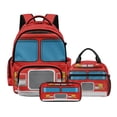 thumbnail image 1 of Kuiaobaty Fire Truck Print Backpack and Pencil Case Set for Girls Boys Large Capacity Bookbags and Lunch Box with Bottle Holder Roomy Casual Backpack and Lunch Bag Set for School Camping, 1 of 7
