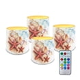thumbnail image 1 of Kuiaobaty Flameless Candles Set of 4 Battery Powered LED Pillar Candle Tealights 3 x 3 Inches Home Decoration Remote for Wedding Beach Party Decor Beach Starfish Shell Pattern, 1 of 7