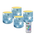 thumbnail image 1 of Kuiaobaty Flameless LED Lights Candles with Remote Battery Powered LED Votive Candles 4 Pieces for Valentine Party Wedding Birthday Party Outdoor, Sea Turtle Starfish Pattern, 1 of 7
