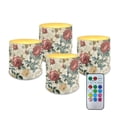 thumbnail image 1 of Kuiaobaty Flameless Votive Candles 4 Pcs LED Pillar Candle Tealights Long Lasting with Remote Timer for Indoor Outdoor Coastal Home Decoration Retro Leaf Rose Red Yellow Pattern, 1 of 7