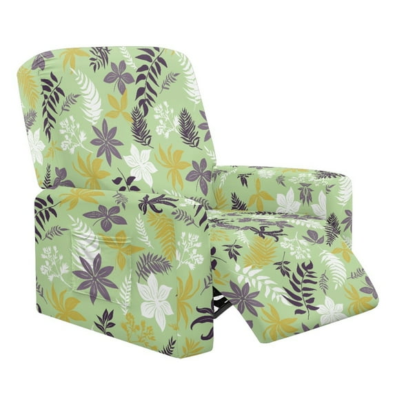 Kuiaobaty Floral Pattern Recliner Couch Cover with Side Pocket Breathable Reclining Sofa Slipcover Washable Reclining Slipcover Nonslip Recliner Chair Cover for Pets Kids