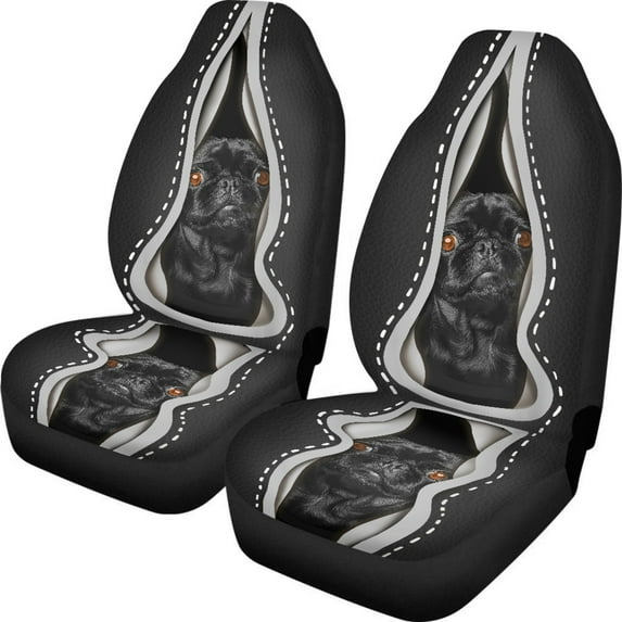 Kuiaobaty French Bulldog Black Car Seat Cover Set of 2 PCS Universal Soft Car Seat Protection Auto Interior Accessories Decoration for Men Women
