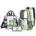 thumbnail image 1 of Kuiaobaty Frog Snail Printed Clear Backpack Set for Boys Girls Daisy Print Clear Bookbag and Pencil Case Musical Note Print Backpack with Transparent Lunch Bag for Stadium School, 1 of 5