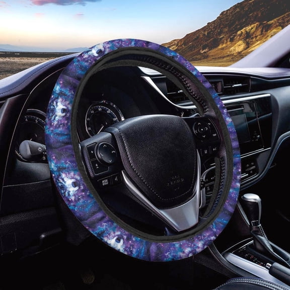 Kuiaobaty Galaxy Wolf Butterfly Pattern Car Steering Wheel Cover Easy to Install Auto Steering Wheel Protector Car Wheel Protector Car Accessories Universal Fit Car Truck SUV Van