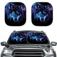 thumbnail image 1 of Kuiaobaty Galaxy Wolf Forest Pattern 2 Pack Car Windshield Sunshade Fit Most Mini SUVs Small Sedans Foldable Sun Shield Protector Auto Front Window Sunshade Automotive Accessories, 1 of 6