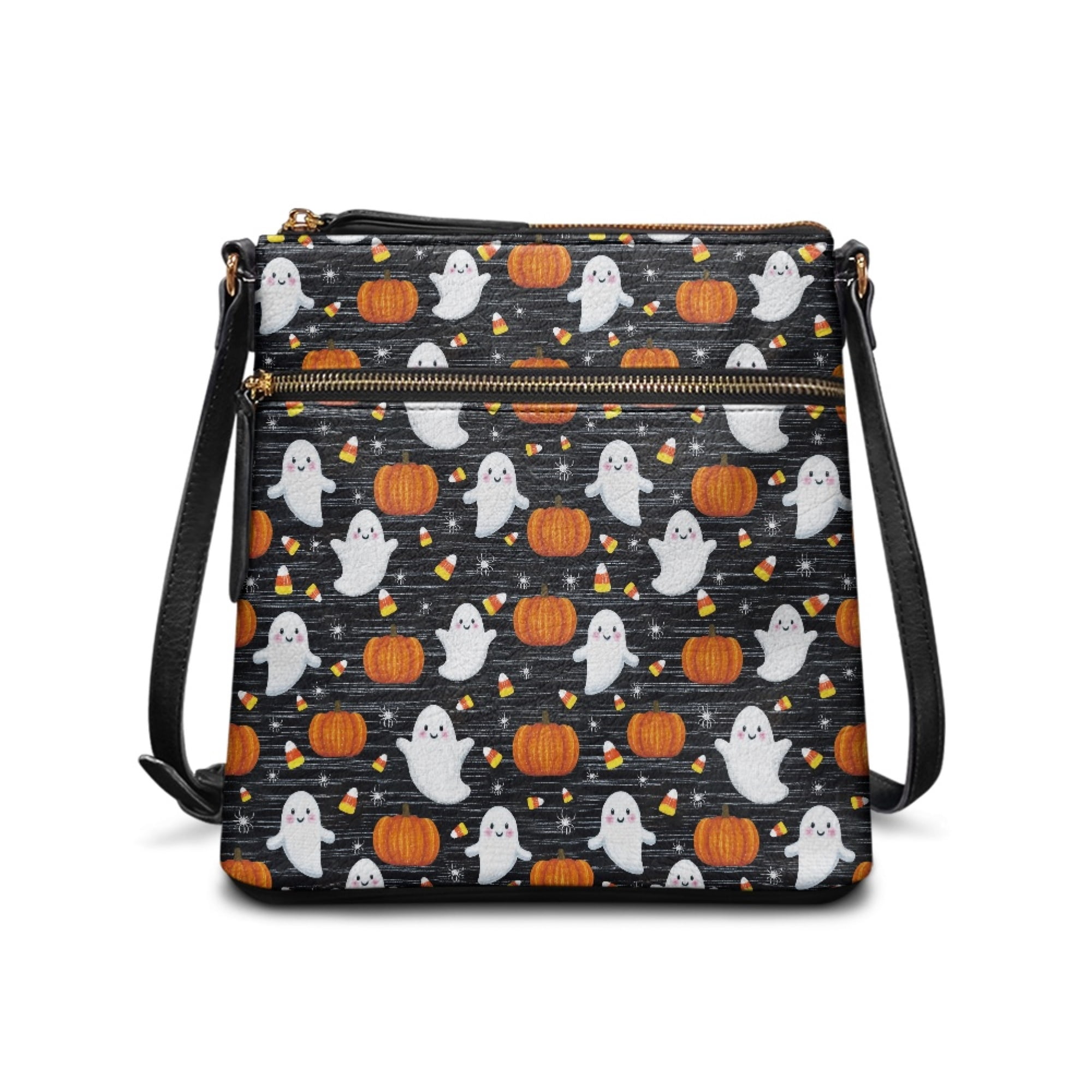 Kuiaobaty Ghost Pumpkin Spider Print Women's Crossbody Bag, Lightweight Vegan Leather Messenger Handbag Crossbody, Halloween Sling Purse Crossbody with Adjustable Strap for Travel