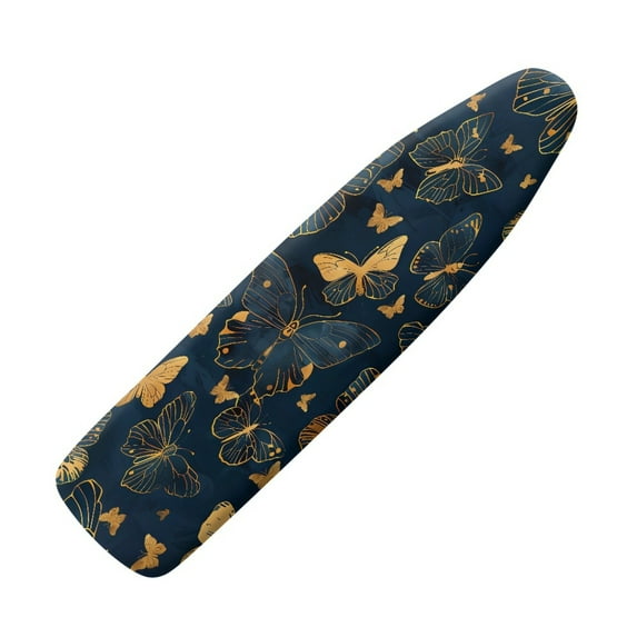 Kuiaobaty Golden Butterfly Blue Ironing Board Cover Soft Heavy Duty Iron Covers Protective Scorch Polyster Dust Cover Standard Size 15 x 54 Inch for Ironing Board Home Decor