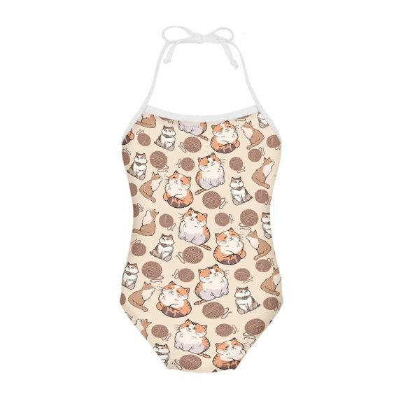 Kuiaobaty Hairball Cat Cute Swimsuit Coverup for Kids, Stylish Casual Toddler Girl Bikini, Self Cultivation Kids High Waisted Bikini Bottoms Fit 1-2