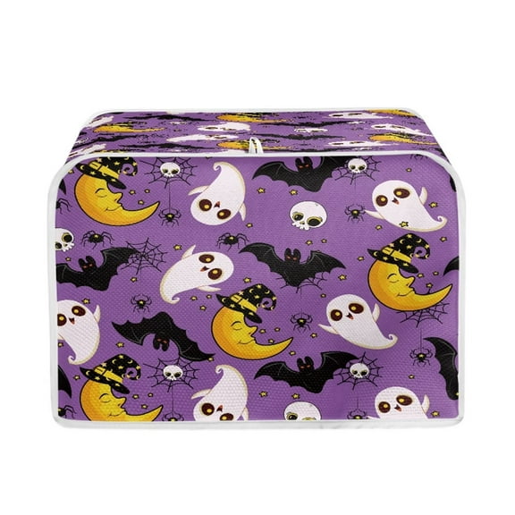 Kuiaobaty Halloween Purple Toaster Cover 2 Slice Moon Bats Kitchen Appliance Dust Protector Cover Ghosts Breathable Dust Protection Case Appliance Wide Slot Bread Maker Covers