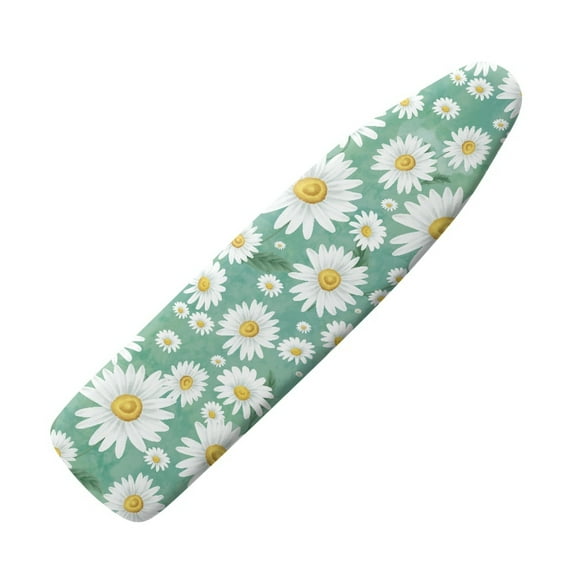 Kuiaobaty Heatproof Ironing Board Cover Daisy Flower Green Pattern Ironing Board Protective Covers Table Cover with 3 Fasteners Scorch Resistant Home Decor, 15 x 54 Inches